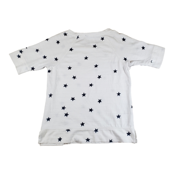 NWT LOFT White 3/4 Sleeve with Navy Blue Embroidered Stars Sweatshirt Size M - Picture 2 of 8